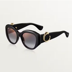New! Cartier CT0502S 001 Panthere Chic Black Sunglasses, Authentic